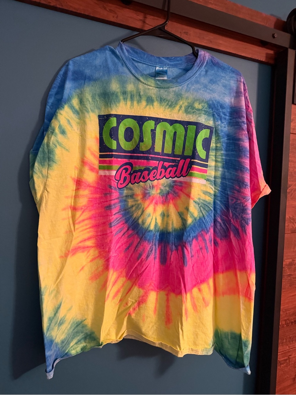 Cosmic Baseball Tie-Dye Tee - Vibrant Multicolor